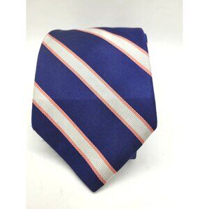 Brooks Brothers USA Mens Red White & Blue Repp Striped Tie 100% Silk Classic